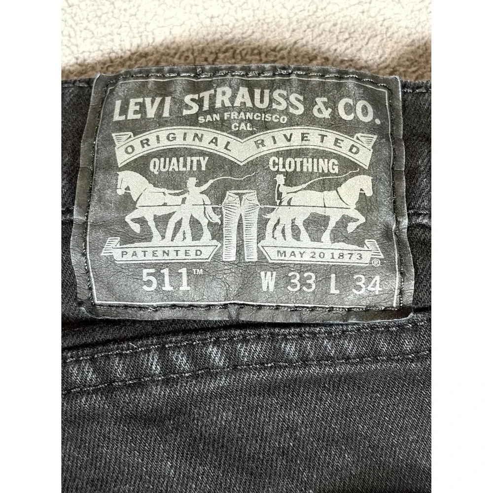 Levi's Jeans Mens 33x34 Black Denim Dark Wash Red Tab Straight Grunge Streetwear